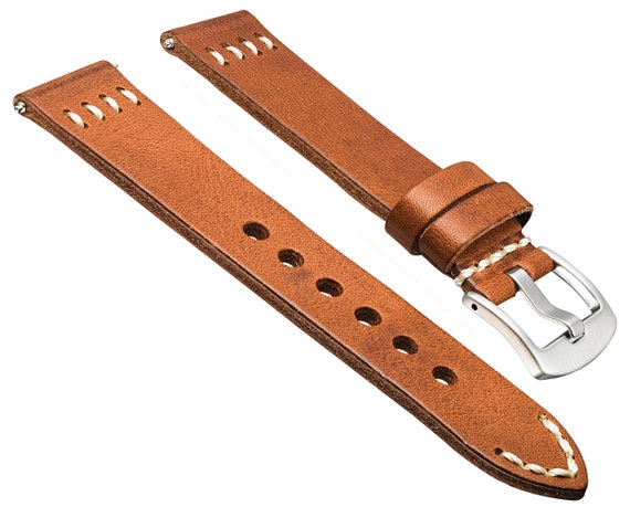 Genuine Vintage Leather Watch Band With Quick Release Spring  display picture 1