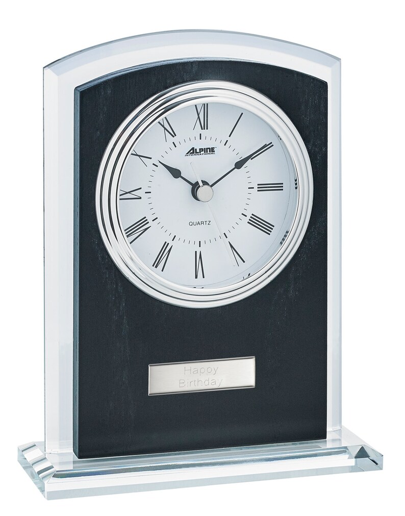 Personalized Table Clock With Engraving Plate free Engraving Etsy