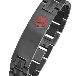 Black Titanium Medical ID Bracelet STB910 image 1