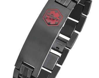 Black Titanium Medical ID Bracelet -  STB910