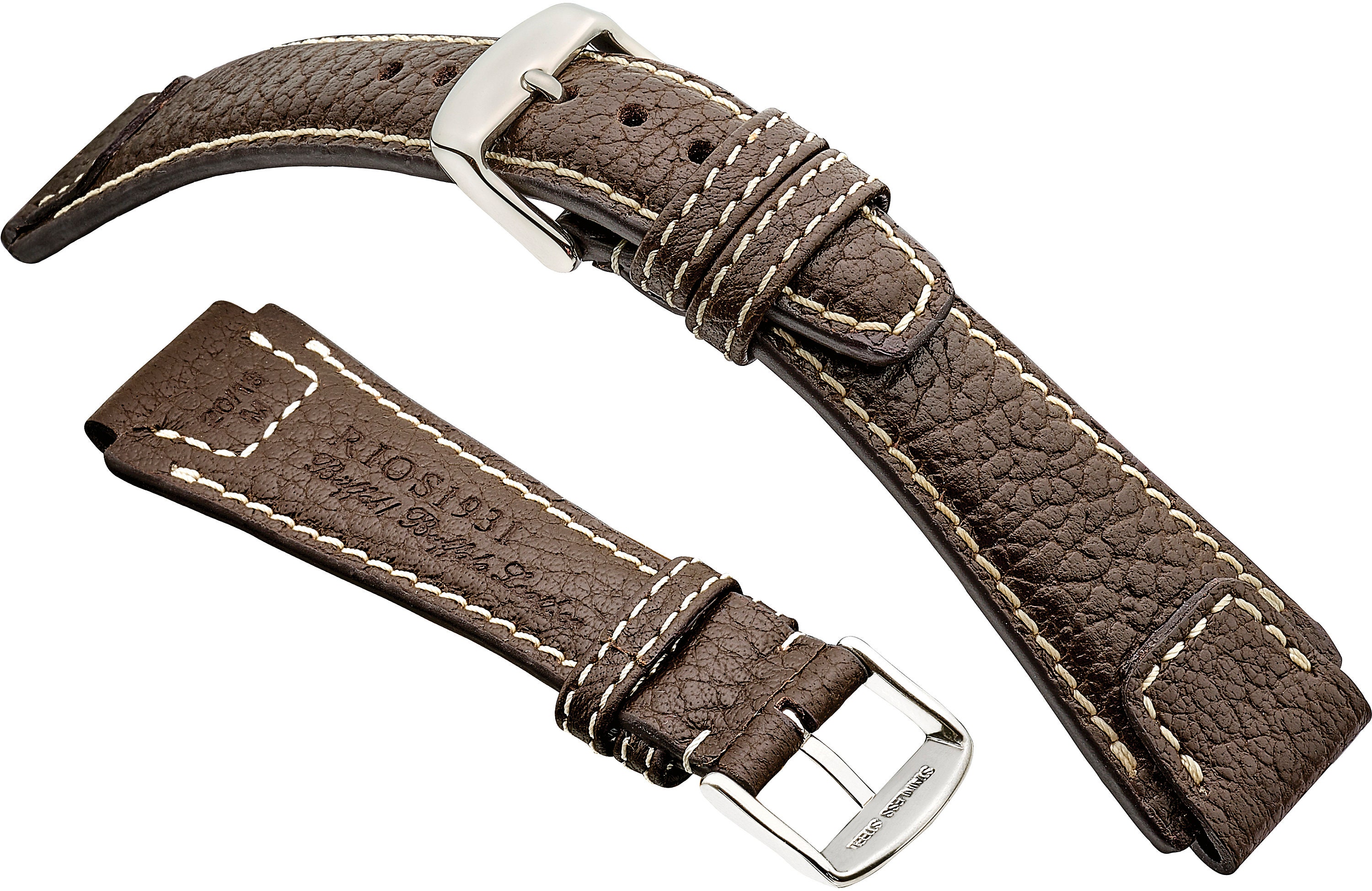 ドイツ製 RIOS1931 Nature Buffalo バッファロー 20mm 腕時計レザーベルト バンド 黒 黒色 ブラック Pilot アート・マニュエル Sinn等用 NATURE | RIOS1931