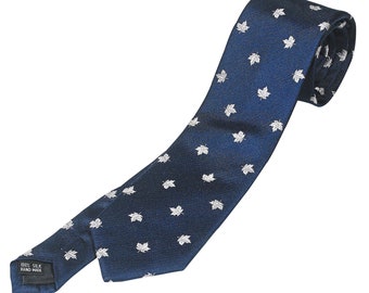 Canadian Maple Leaf Souvenir Silk Tie - Blue Silk Tie for Men (S701)