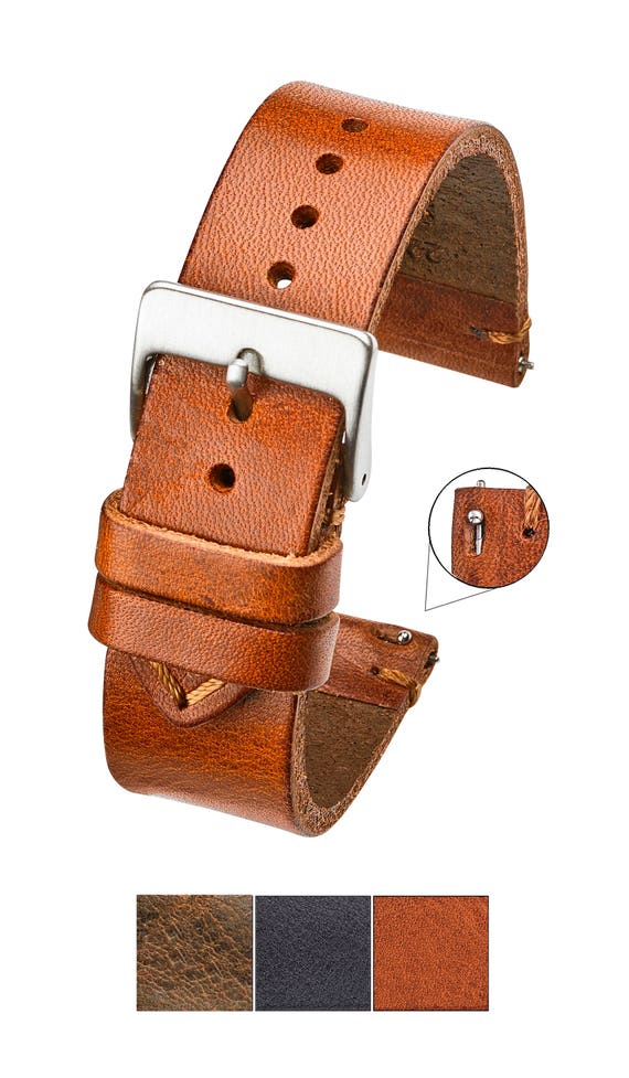 Genuine Vintage Leather Watch Band With Quick Release Spring Etsy Canada