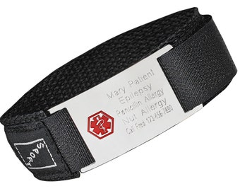 Sporty nylon/ fabric Medical ID Bracelet - V20201MED