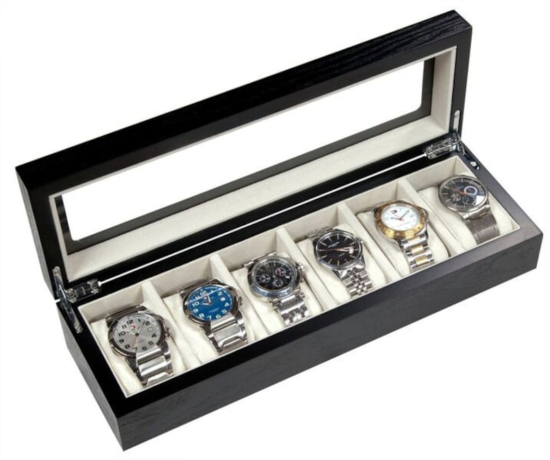 Wooden Oak Wood Veneer Watch Box for 6 Watches SWD906 Etsy Canada