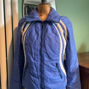 Vintage Henri-Charles Colsenet Jacket, 1970's jacket, 1970s ski jacket, blue ski jacket, Swiss 70s Ski Jacket, Blue and White Ski Jacket,