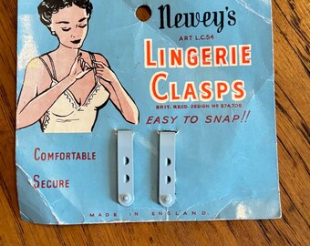 Fermoirs de lingerie Newey's 1950, Made in England, Fermoirs de lingerie en métal, Support de sangle de soutien-gorge des années 50, Clip de soutien-gorge en métal, Accessoires de lingerie des années 1950