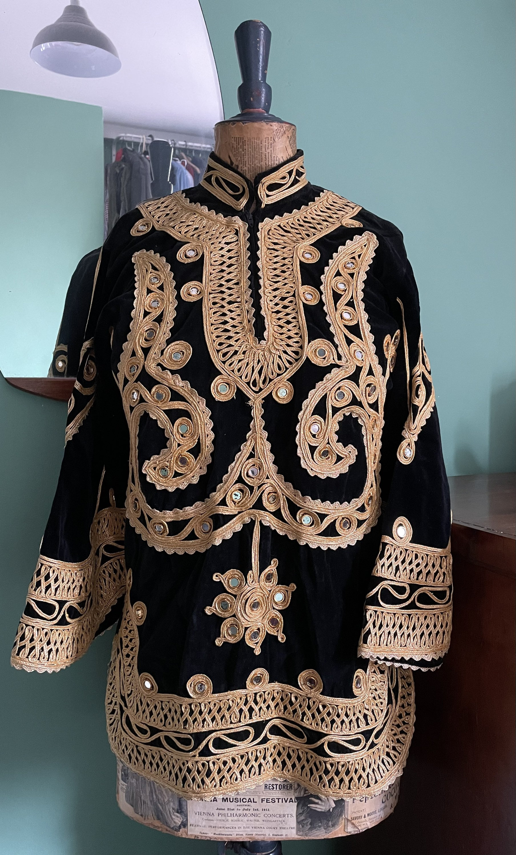 1960s Gold Velvet Mirrored Top, Vintage 60s Mirrored Tunic