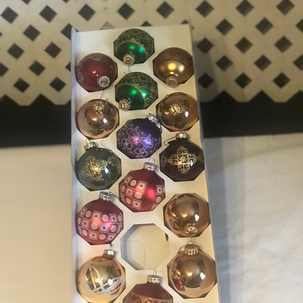 Ranch Holiday Time Glass Multi Colored and glittered  Ornaments Made in Gastonia N.C.