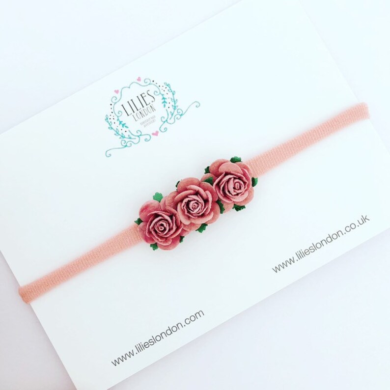 Dusky pink flower headband