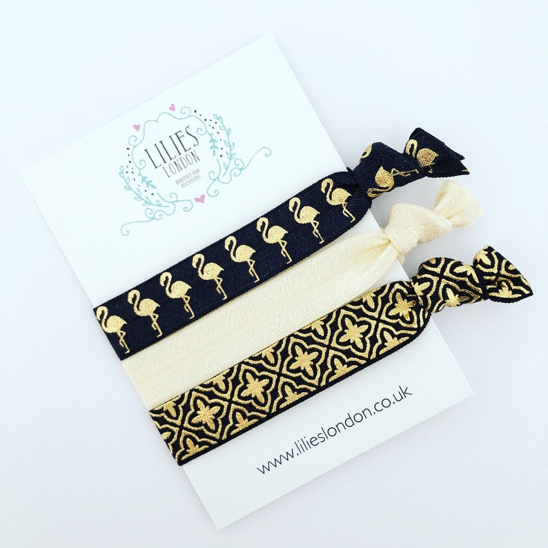 Flamingo Hair Ties Black Hair Ties Ivory Hairbands Pretty Etsy