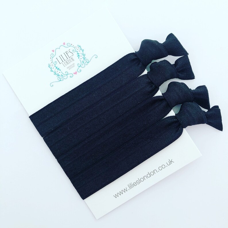 Black Hair Ties Ponytail Holders Plain Hair Bands School Etsy