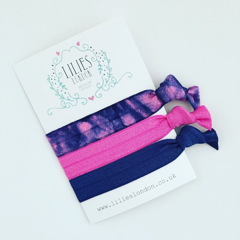 Tie Dye Hair Ties Navy Hair Bands Retro Hairties Pink Etsy