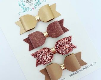 Dark Rose Gold Hair Bows