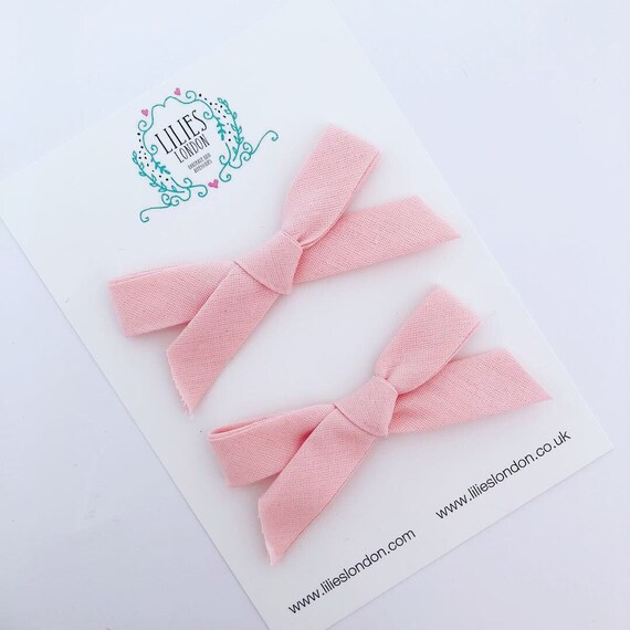 Pigtail Bows Pink Hair Bows Piggy Tail Bows Small Hair Etsy