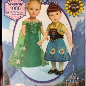 Simplicity SO365 1088 Disney Girl AG Princess Simplicity Disney Frozen Ever After Anna Blue Dress Anna Pattern