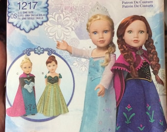 Disney Doll Princess Simplicity 1217 Disney Frozen Red Cape Anna Blue Dress Elsa Pattern
