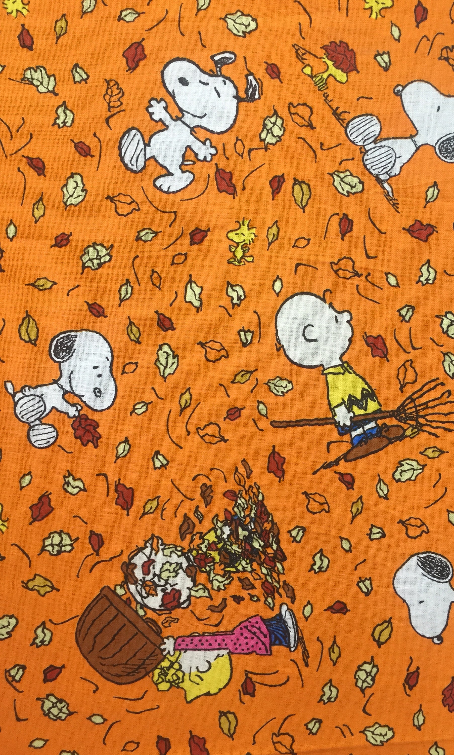 Reversible Table Runner Fall Jumping Leaves Orange Snoopy Charlie
