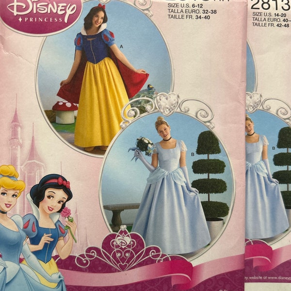 Disney Princess Snow White Cinderella  Simplicity 2813 Adult Patterns Size 6-12 or 14-22