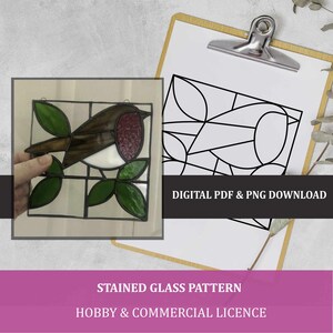 Robin Stained Glass Pattern: Window Bird Design (PDF & PNG)