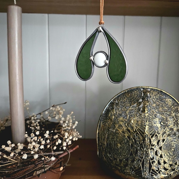 Stained glass mistletoe chrstmas hanging tree window decoration ornament