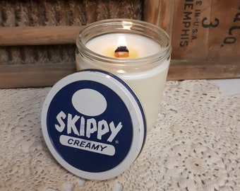 Vintage Jar with Lid, Vintage SKIPPY Peanut Butter Jar Soy Candle
