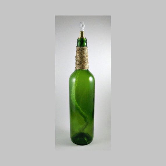Wine Bottle Tiki Torch Green Light Patio Lighting Image 0