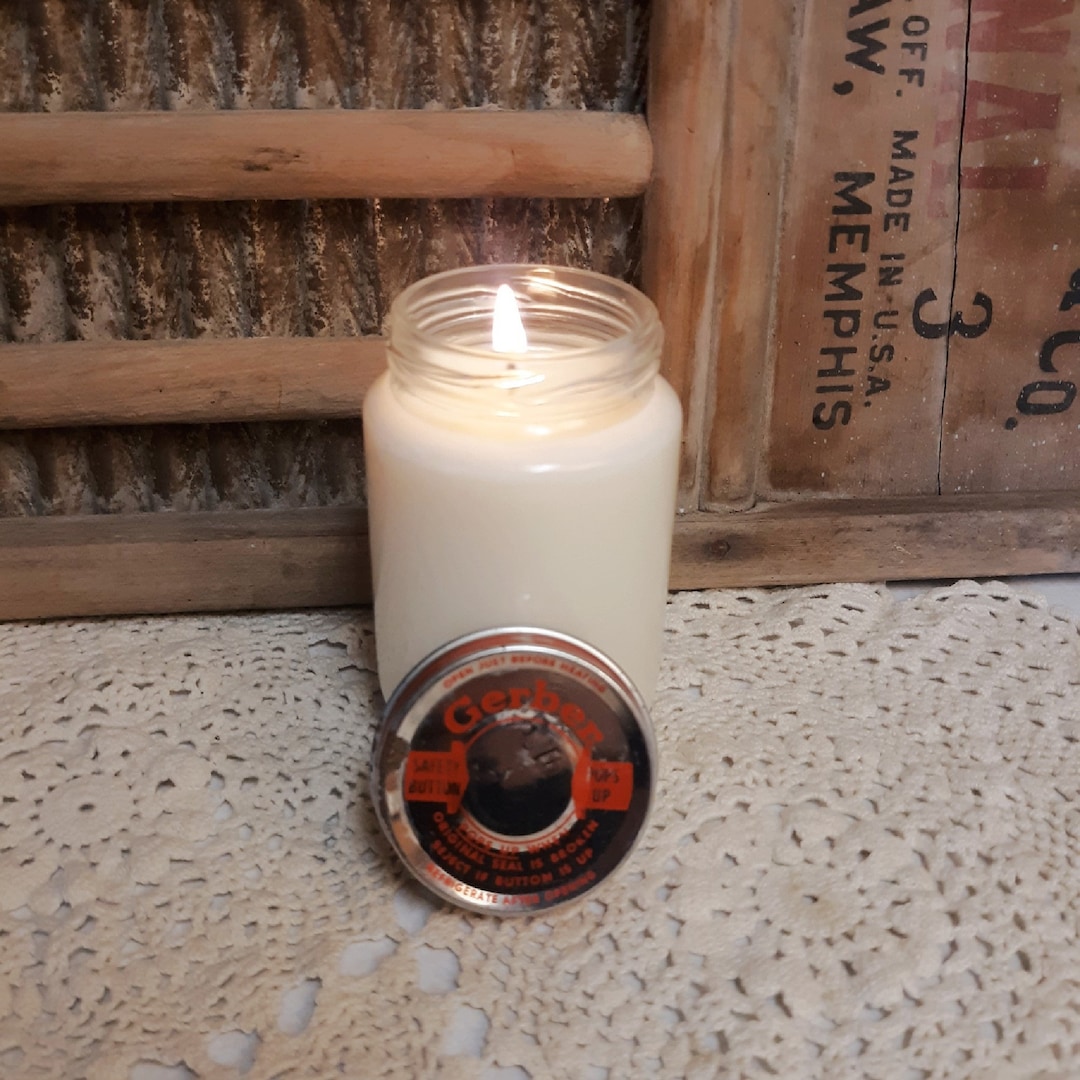 Vintage Jar With Lid, Vintage Baby Food Jar Candle, Soy Candle, Gerber