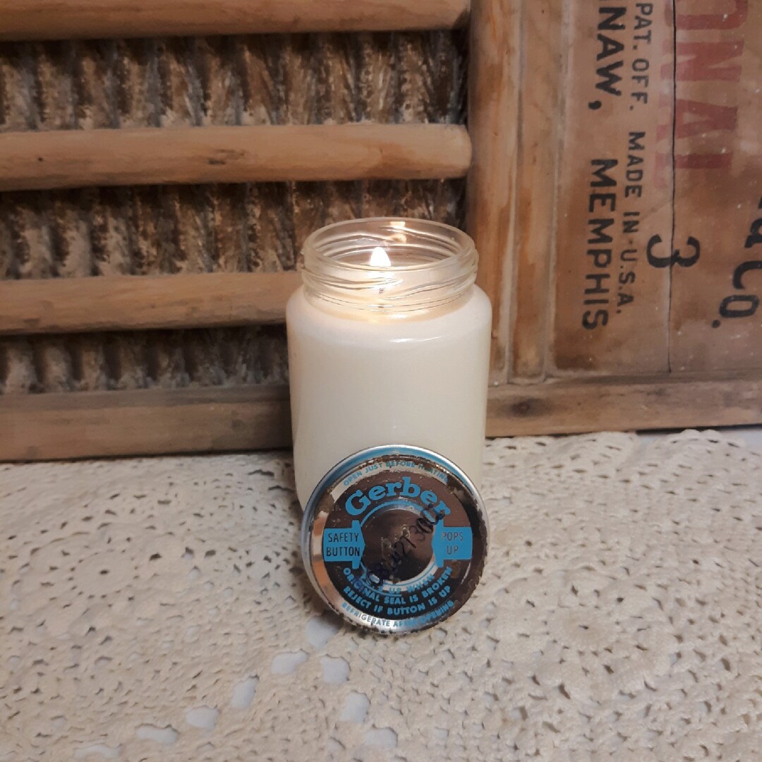 Vintage Jar With Lid, Vintage Baby Food Jar Candle, Soy Candle, Gerber