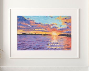 Red Lake Sunset Fine Art Print 11x14, Sonnenuntergang Wandbild, ontario art, Red Lake Art