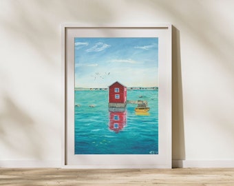 Reflection of Fogo Island Angeln Stage Neufundland Fine Art Print