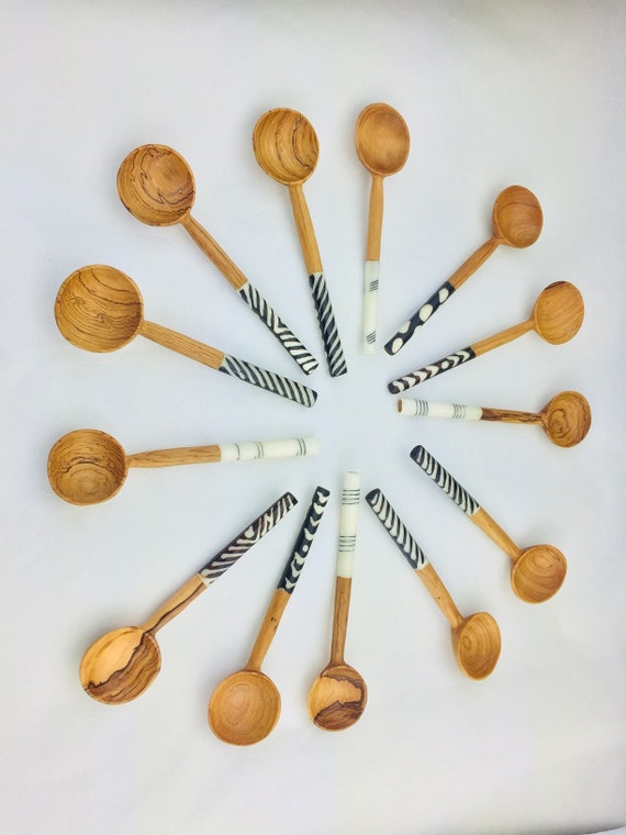 Authentic Olive Wood Measuring Spoons Set of 2 African Etsy UK