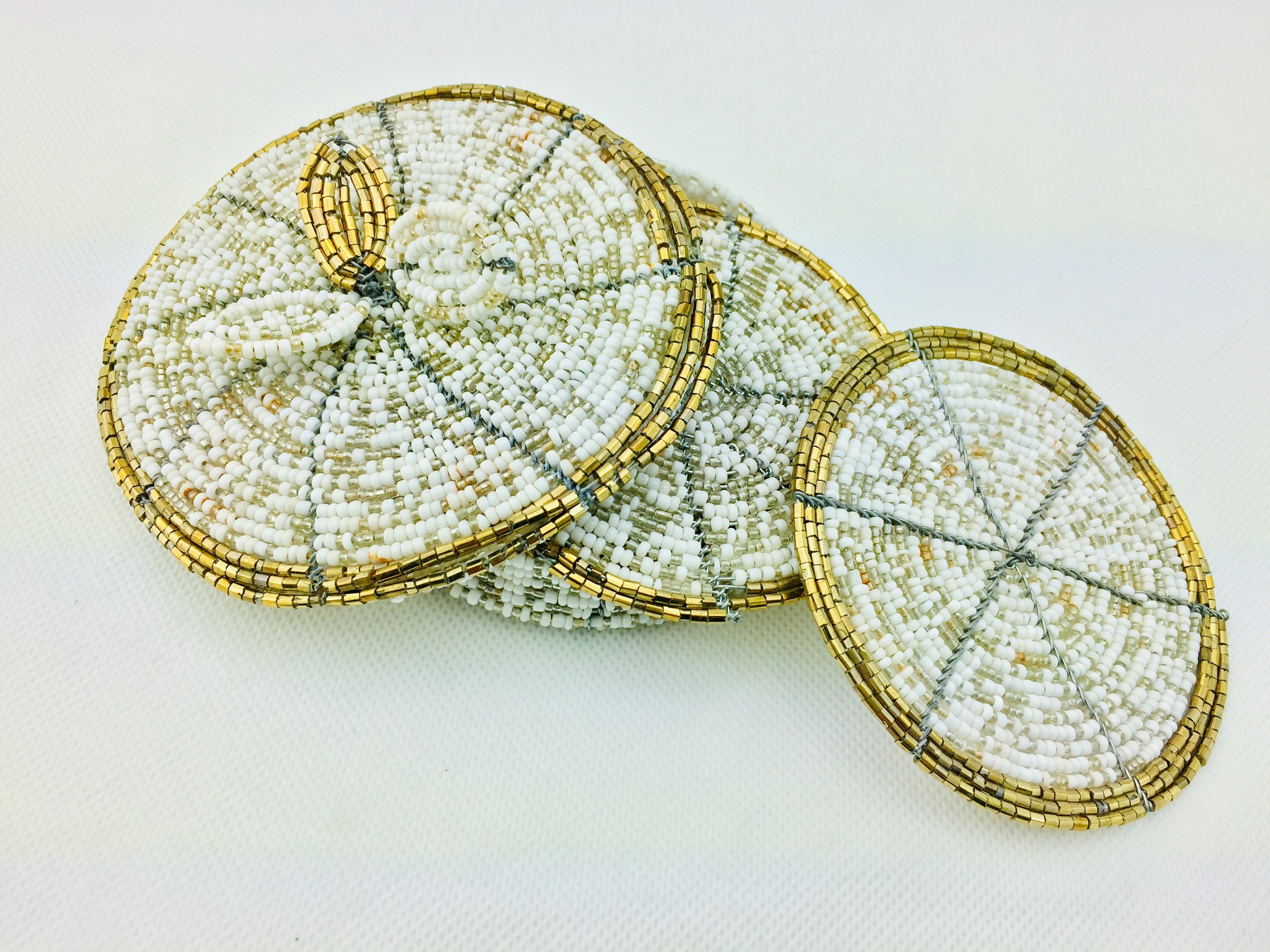 Repose Verres Africain en Perles de Rocaille Fait Main - Set Dessous Verre Massaï Blanc