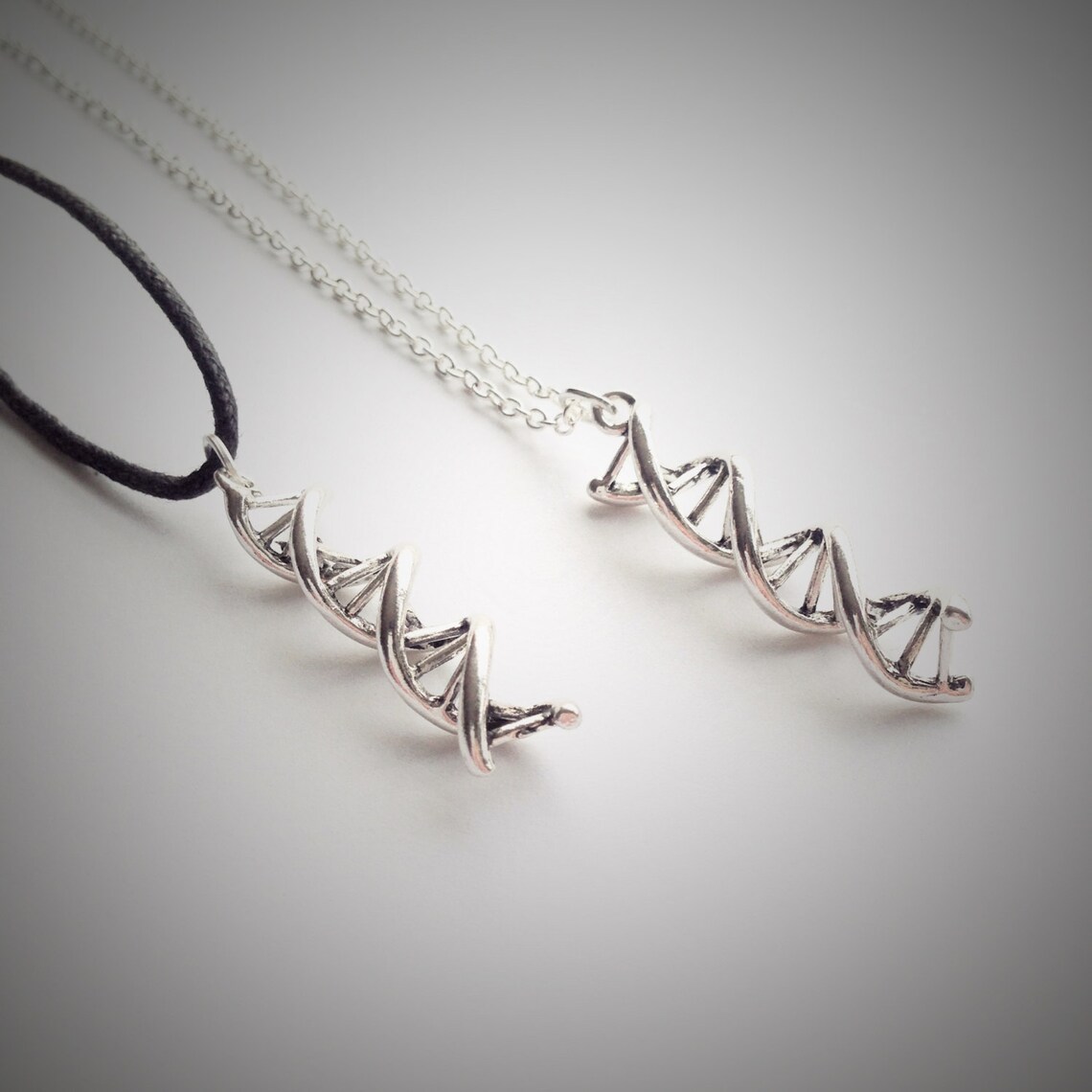 DNA Strand Necklace Silver DNA Charm Pendant Science Etsy UK