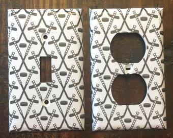 Hockey Light Switch And Other Style Covers | Hockey Gifts - Hockey Decor - Nursery Decor - Hockey Sticks - Hockey Pucks - Sports Decor - Art