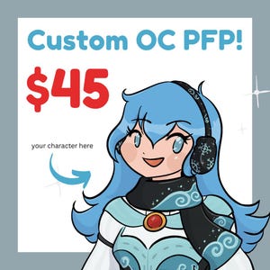 Twitch, Discord Custom Profile Picture | Original Character Profile Picture Digital Drawing, Insert Custom | Cute Cartoon Illustration