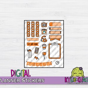 Orange Monochrome Digital Planner Stickers for GoodNotes Planners