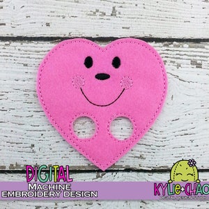 Heart Finger Puppet Finger Walker Feltie Busy Book Quiet Book Pretend Play Machine Embroidery Design Pattern