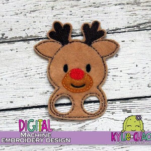 Reindeer Finger Puppet Finger Walker Feltie Busy Book Quiet Book Pretend Play Machine Embroidery Design Pattern