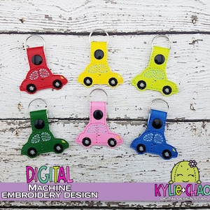 Car Keys Key Chain Snap Tab Planner Charm In the Hoop ITH Machine Embroidery Design Pattern