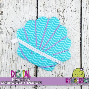 Shell Zippered Pouch ITH In the Hoop Machine Embroidery Design Pattern