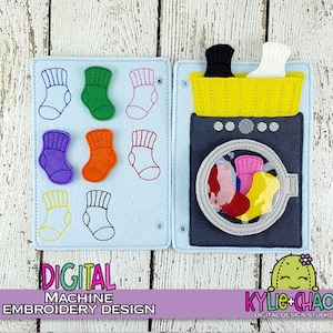 Washing Machine Color Match Quiet Book Busy Book Playset In The Hoop ITH Machine Embroidery Design Pattern