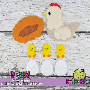 Poule et oeuf comptant Playset apprentissage éducation dans le modèle de conception Hoop vec machine à broder