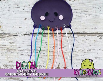 Jelly Fish Color Matching Lacing Card Quite Book Busy Book Learning Game Machine Embroidery Design Pattern