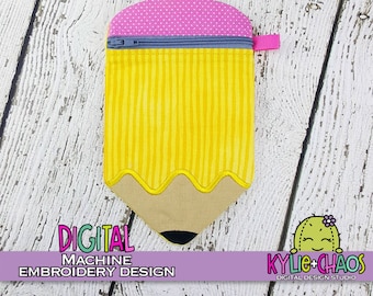 Pencil Zippered Pouch ITH In the Hoop Machine Embroidery Design Pattern