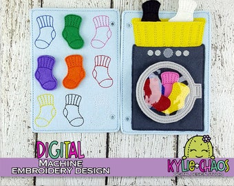 Washing Machine Color Match Quiet Book Busy Book Playset In The Hoop ITH Machine Embroidery Design Pattern