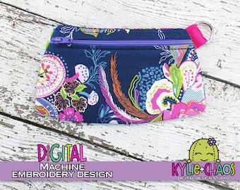 Clutch Zippered Pouch ITH In the Hoop Machine Embroidery Design Pattern