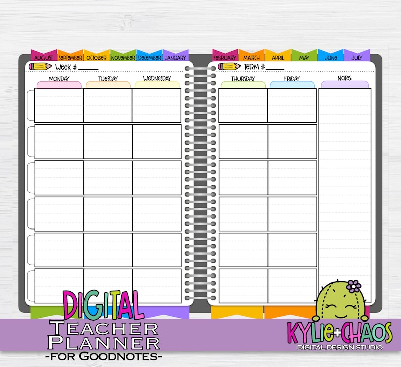 Digital Teacher Planner for GoodNotes on IPhone and IPad with Etsy