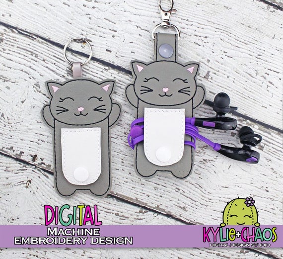 Kitty Cord Keeper Earbud Holder Machine Embroidery Design Etsy