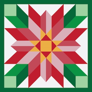 Garden Flower Star Barn Quilt - Metal